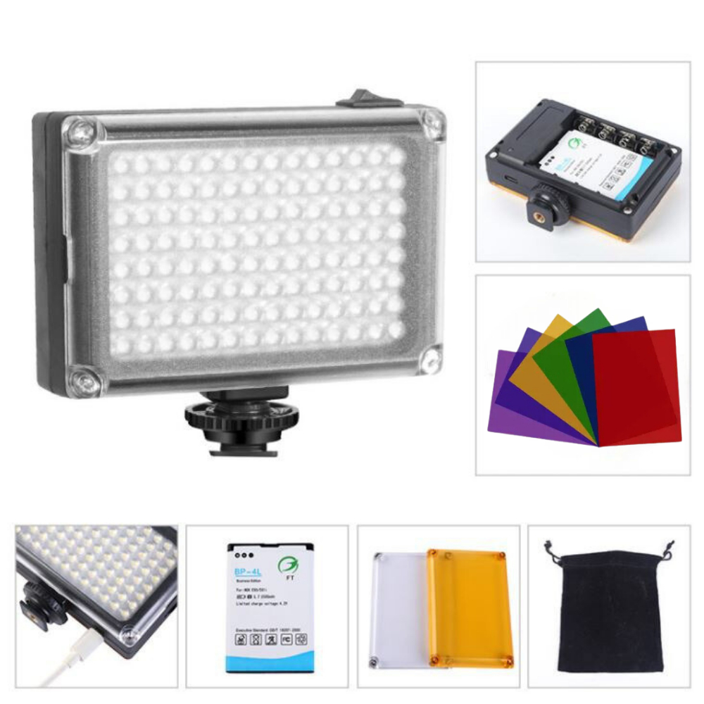 Đèn LED hỗ trợ chụp ảnh makeup, selfie cầm tay, đèn hỗ trợ ánh sáng làm mịn da 112 bóng led FT96/112