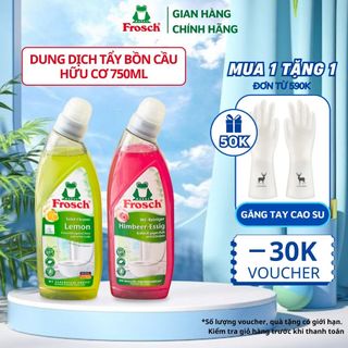 Nước vệ sinh bồn cầu hữu cơ FROSCH giấm mâm xôi 750ml, làm sạch cặn ố vàng khử mùi hiệu quả