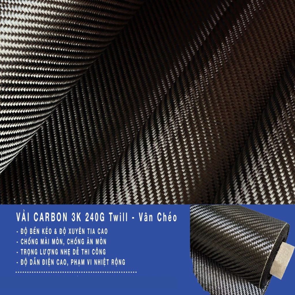 Vải carbon fiber dệt Plain 240g 3K Dán Ốp Đúc Carbon Nội thất phụ kiện ô tô, xe máy