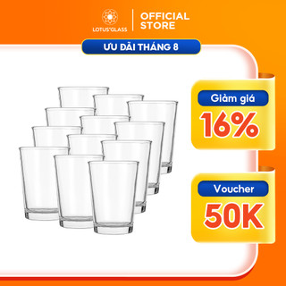Bộ 12 cốc sữa chua thủy tinh lotus glass vtc13 trong suốt cao cấp, an toàn