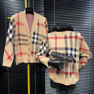  Áo len đôi nữ cổ tròn và cổ tim cadigan dài tay hoạ tiết kẻ bbr 431 432 