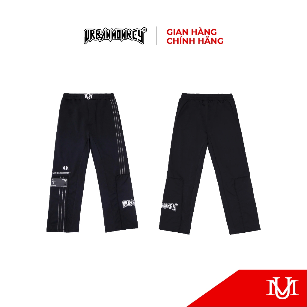  Quần Dài Unisex URBAN MONKEY Homme Pants Vải Dù Pha Thun Màu Đen Form Ống Suông Nam Nữ Local Brand 