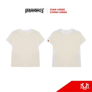 Áo Thun T-Shirt Nữ URBAN MONKEY " Sporty Baby Tee Cream " Chất Liệu Cotton Logo PVC Phong Cách Thể Thao Phối Màu Kem