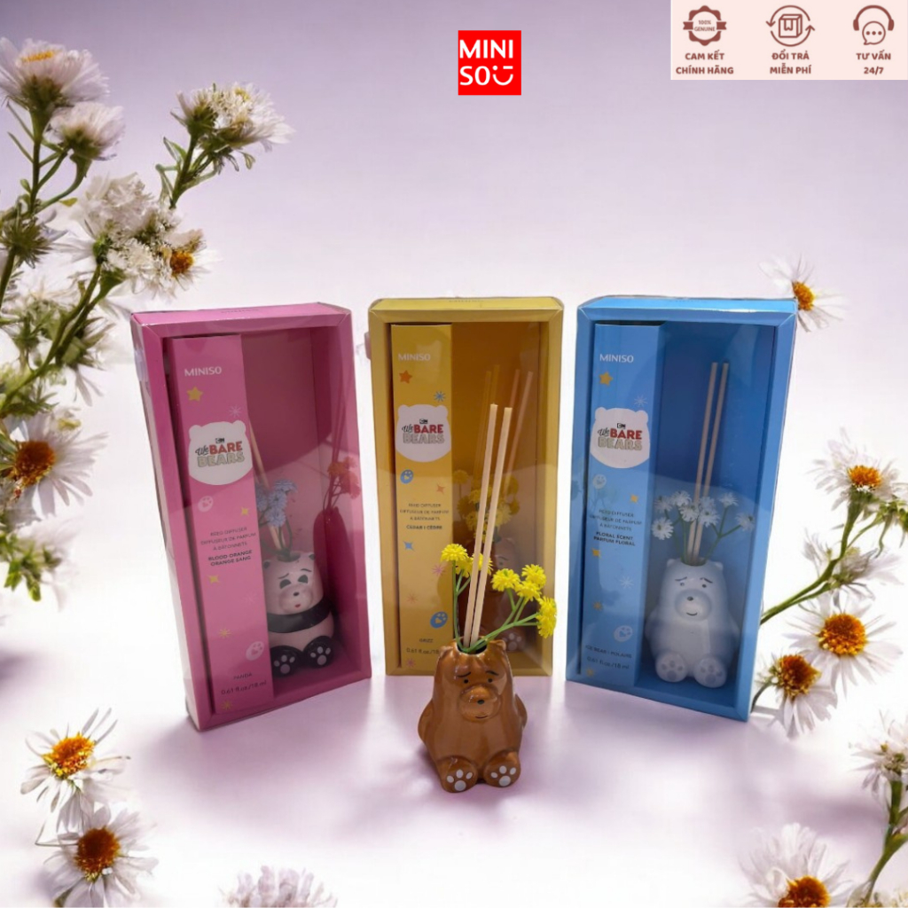 Tinh dầu thơm phòng cao cấp We bare Bears Seirs Tinh dầu khử mùi chính hãng Miniso 18ml