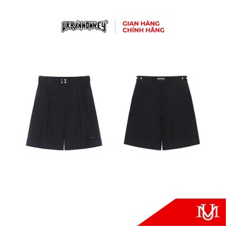 Quần Short Nam Unisex Urban Monkey < PLEATED CHICANO SHORT BLACK > Họa Tiết Xếp Ly Logo Kim Loại Phối Màu Đen