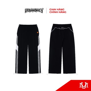 Quần Dài URBAN MONKEY Sporty Pants Black Vải Dù Pha Thun Form Baggy Loe Nam Nữ Phối Màu Đen