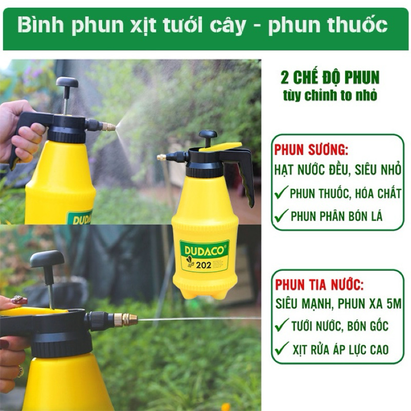 BÌNH PHUN XỊT DUDACO 2 LÍT - BÌNH TƯỚI CÂY CẦM TAY