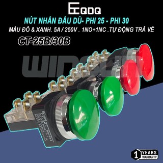 Công tắc nhấn đề đầu nấm dù, Nút nhấn đầu dù QDQ Phi 25, 30