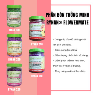 Phân bón thông minh Rynan Flower - phân nở, tan chậm chuyên dùng cho phong lan, hoa kiểng (lọ 100gr)