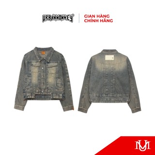 Áo Khoác Jean Urban Monkey < PLEATED WASH DENIM JACKET > Chất Liệu Jean Cao Cấp Hoạ Tiết Xếp Ly Độc Đáo Logo Kim Loại