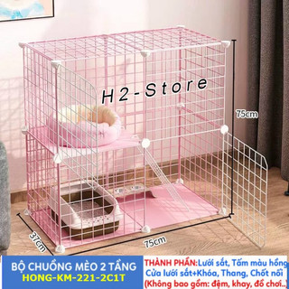 [ MỚI VỀ ] Chuồng chó, chuồng mèo 2 tầng lắp ghép đa năng sơn tĩnh điện không gỉ.