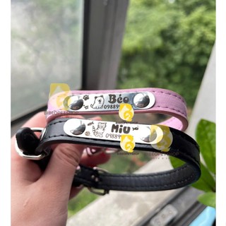 (HÀNG SẴN) Vòng cổ cho chó, cho mèo khắc tên theo yêu cầu chất da (TẶNG CHUÔNG)