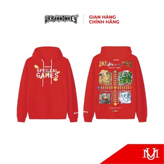 Áo Khoác Hoodie Unisex URBAN MONKEY " Hoodie Special Game Red " Chất Liệu Nỉ Bông Cao Cấp Phối Màu Đỏ