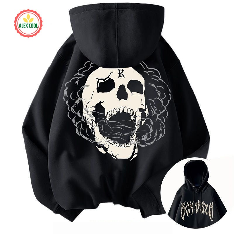 Áo Hoodie Unisex nam, dáng rộng dày, làm bằng len Cotton, có mũ trùm đầu, Alex cool HD32