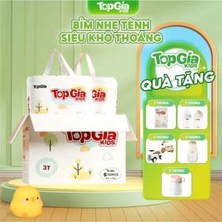 1 Thùng Combo 2 bịch bỉm Topgiakids siêu thấm hút, pH<7 an toàn bảo vệ làn da bé, đai chun đệm mây mềm mại