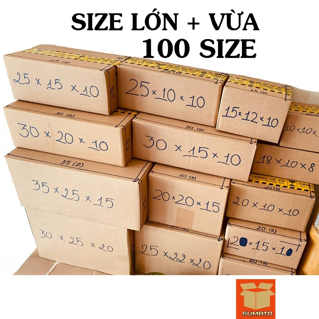 Thùng hộp carton size lớn, thùng giấy đóng hàng nhiều kích thước Gumato - số lượng 1 thùng