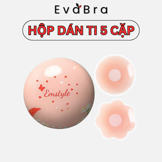Miếng dán ngực silicon Emstyle che nhũ hoa dán ti Hộp 5 cặp sử dụng nhiều lần Emstyle 0001-0002