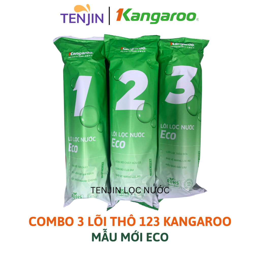 Combo 3 Lõi Lọc Thô Số 123 KANGAROO Mẫu Mới ECO Chính Hãng Date Mới Dành Cho Máy Lọc Nước RO