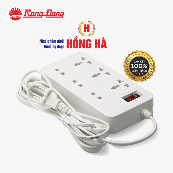 [RẠNG ĐÔNG] Ổ cắm kéo dài 2m/5m Model: OC06.V2 6C/2M/10A Rạng Đông
