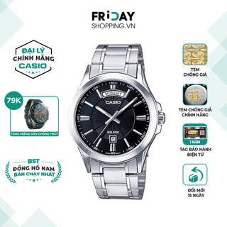 Đồng Hồ Casio Nam MTP-1381D-1AVDF Mặt Đen Dây Kim Loại Chính Hãng