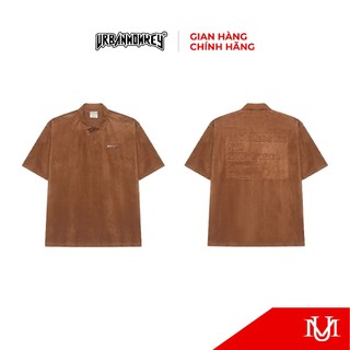 Áo Thun Polo Unisex URBAN MONKEY " 3D Quote Suede Polo Brown " Chất Liệu Da Lộn Cao Cấp Phối Màu Nâu
