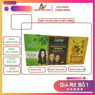 Combo hộp 10 gói gội là đen, gội là nâu thảo dược/oliu/nhân sâm (30ml/gói)