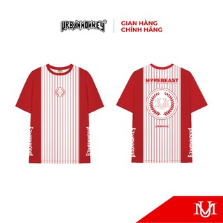 Áo Thun T-Shirt Unisex URBAN MONKEY " Baseball Tee Red / White Stripe " Chất Liệu Cotton Phối Màu Đỏ Trắng