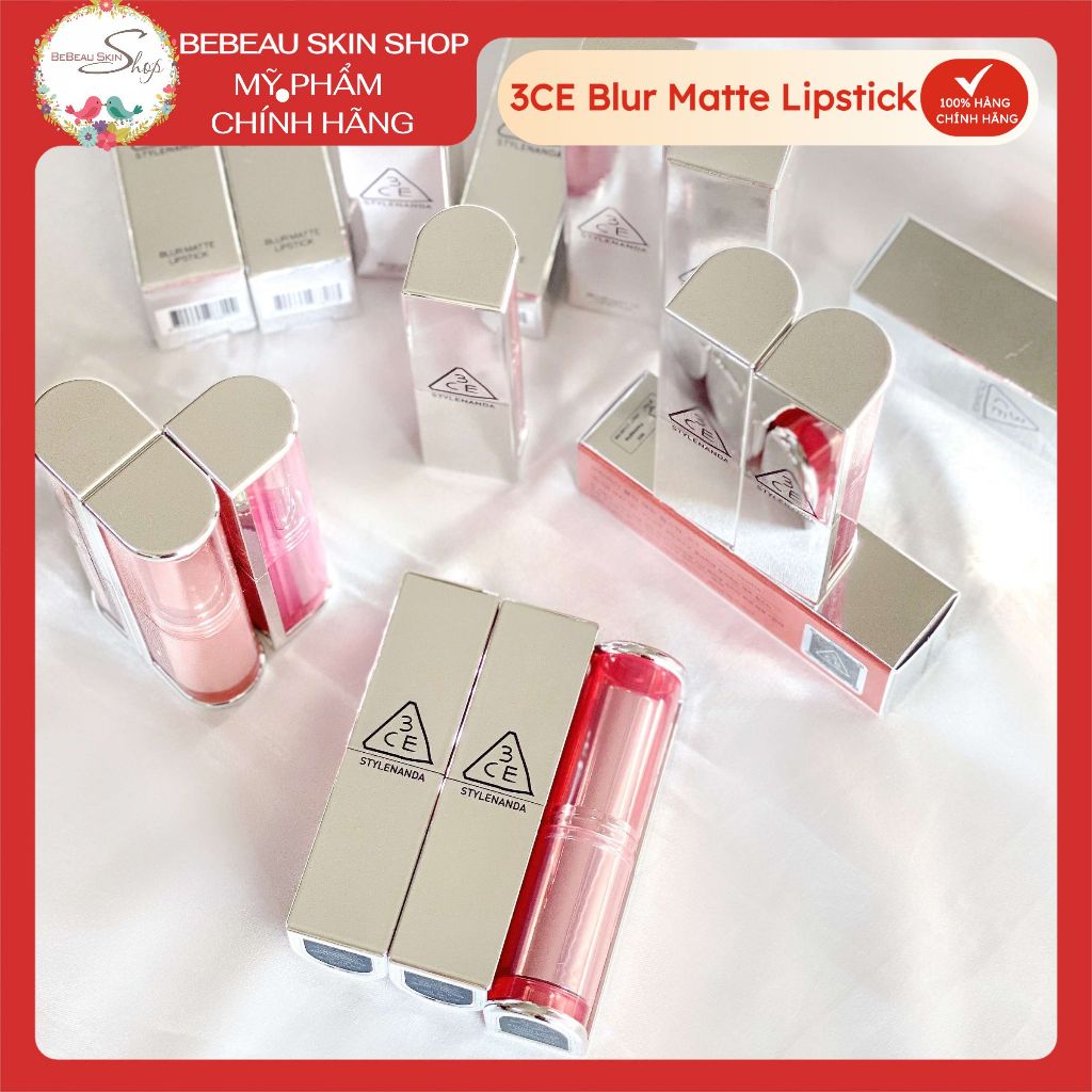  Son Thỏi 3CE Blur Matte Lipstick Mịn Lì Nhẹ Môi Lâu Trôi - Bebeau 