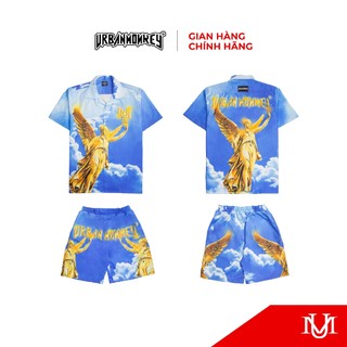 Đồ Bộ SET Unisex URBAN MONKEY " Sky Golden Set Blue " Chất Liệu Cotton Lạnh In Chuyển Nhiệt Phối Màu Xanh Dương