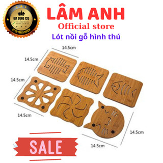Tấm lót nồi xoong/ bát/ cốc chén bằng gỗ tre nhiều hình cách nhiệt, chống nóng, chống bám mùi - Miếng lót nồi