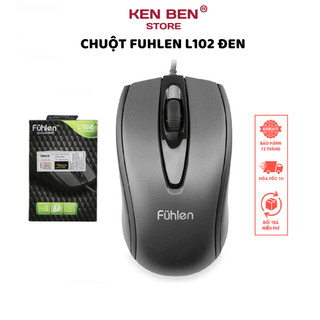 Chuột có dây Fuhlen L102 chính hãng - 1000 DPI Optical USB - Dùng cho Laptop, Máy tính