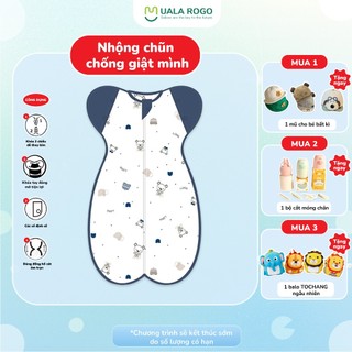 Nhộng chũn cho bé chống giật mình Ualarogo Cocoon 2 khóa sợi tre Bamboo và Modal mềm co giãn 4 chiều