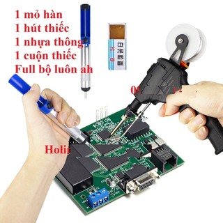 Combo bộ mỏ hàn đẩy thiếc tự động 60 cao cấp kèm thiếc, hút thiếc, nhựa thông mỏ hàn thiếc