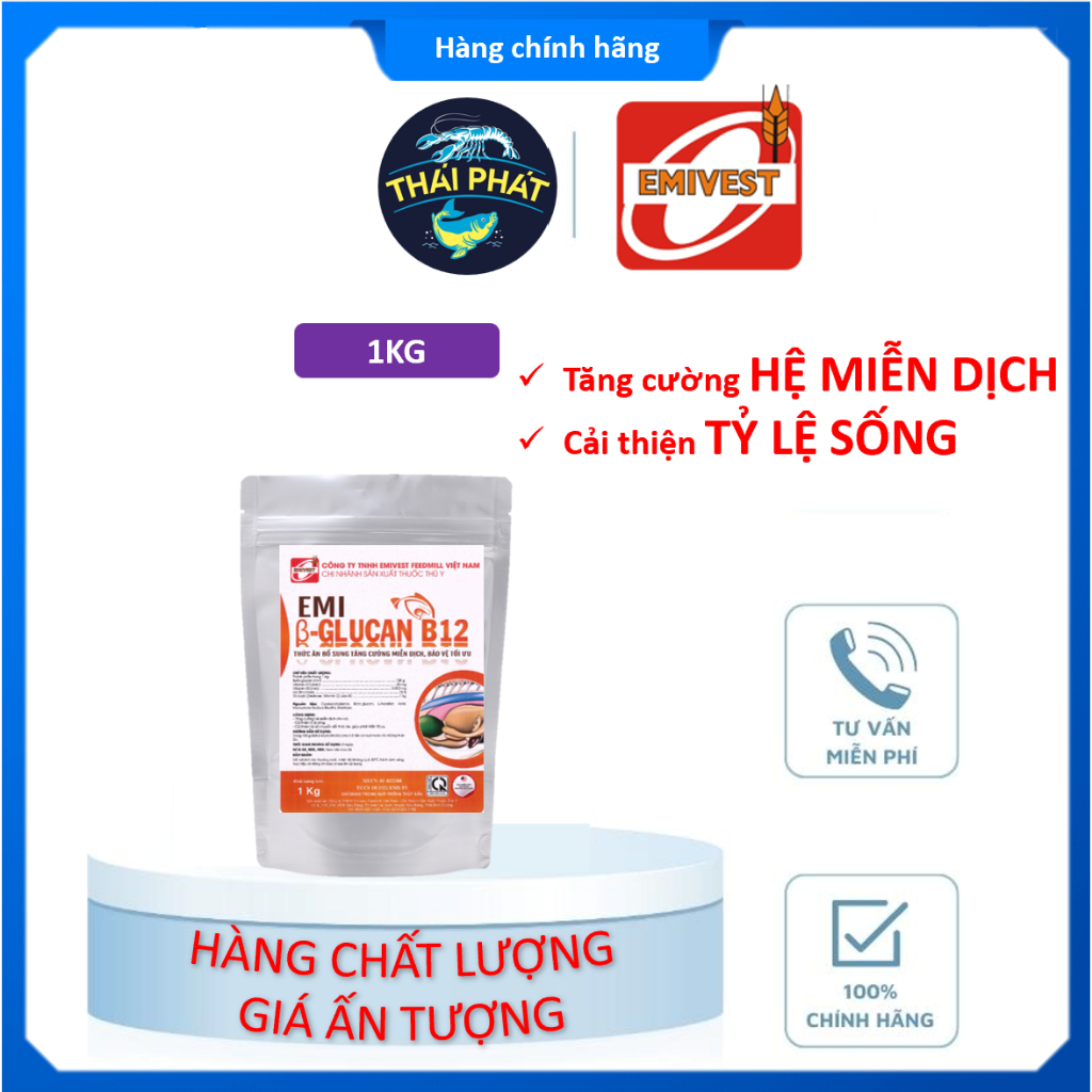 EMI β GLUCAN B12 1KG - Tăng cường miễn dịch, cải thiện tỷ lệ sống
