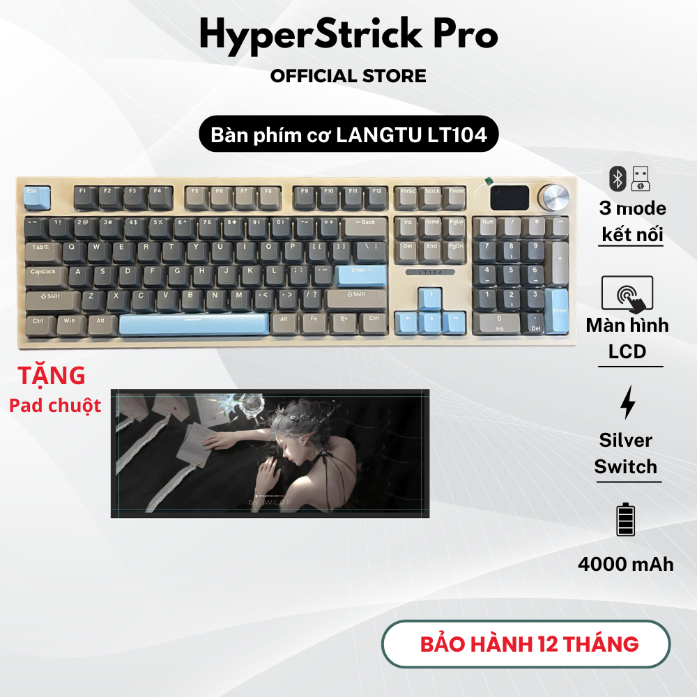 Bàn phím cơ LANGTU LT104 Hotswap, LED RGB 3 chế độ kết nối bàn phím cao cấp cho game thủ
