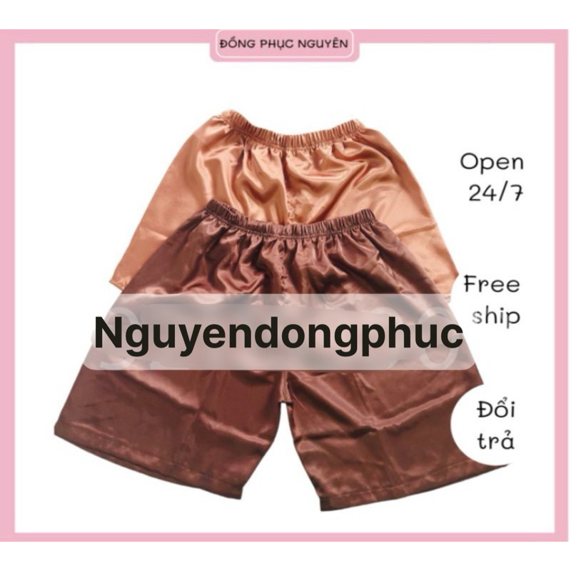 Quần đùi vải phi nâu (Nam_Nữ)