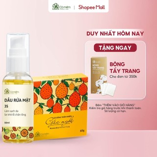 Combo Dầu Rửa Mặt Và Xà Bông Gấc Nghệ Sạch Da Giảm Thâm Mụn Cỏ Mềm