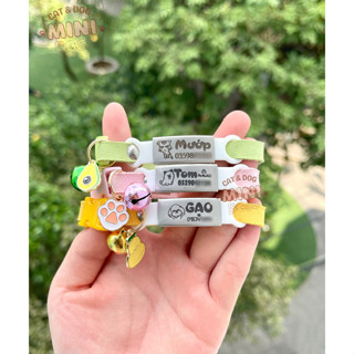 (HÀNG SẴN) Vòng cổ cho chó, cho mèo khắc tên theo yêu cầu kèm charm dễ thương