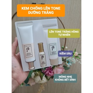 Kem chống nắng Whoo Radiant White Tone Up dưỡng trắng nâng tone 50ml set và lẻ (Date 2027)