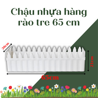 Chậu nhựa hàng rào trắng (D65xR20xC21cm), trồng hoa,trang trí phòng khách, ban công (Vườn Sài Gòn)