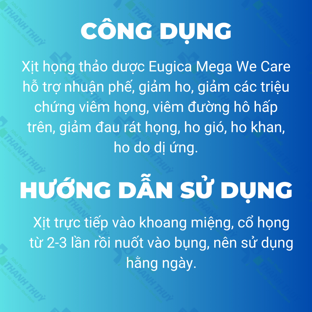 Xịt Họng Eugica Mouth Spray, Hỗ Trợ Nhuận Phế, Giảm Ho, Giảm Các Triệu Chứng Đau Họng, Chai 10ml