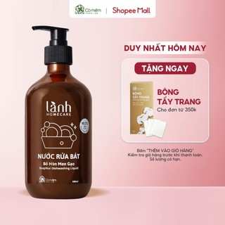 Nước rửa chén bát thiên nhiên lành homecare chiết xuất từ bồ hòn men gạo an toàn cỏ mềm 500ml