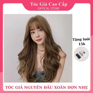 Tóc giả nguyên đầu nữ xoăn dợn dài😍TẶNG LƯỚI😁mã 2029
