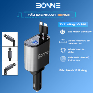 BỘ SẠC NHANH Ô TÔ 4 IN 1 SẠC NHANH 100W by BONNE TECH, Tẩu sạc ô tô đa chức năng trên xe