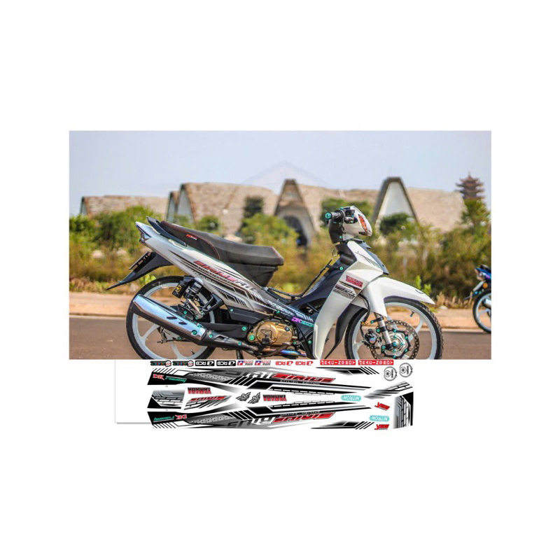 tem xe decal xe sirius -mẫu chế sirius trắng đen chữ đỏ