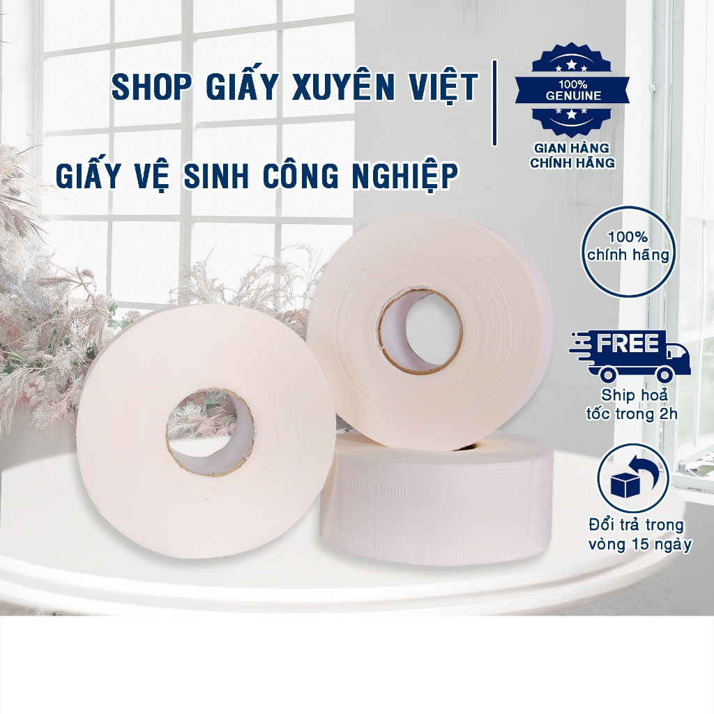 Giấy Vệ Sinh Công Nghiệp 2 Lớp 500G Giấy Trắng, Sợi Dai, Dễ Tan Trong Nước