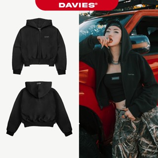 Áo khoác nữ croptop DAVIES có mũ màu đen dáng ngắn Baby Jacket local brand Acubi | D33-AK1
