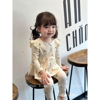 Bộ quần áo dài tay thu đông cánh tiên babydoll hoạ tiết cho bé gái QA1
