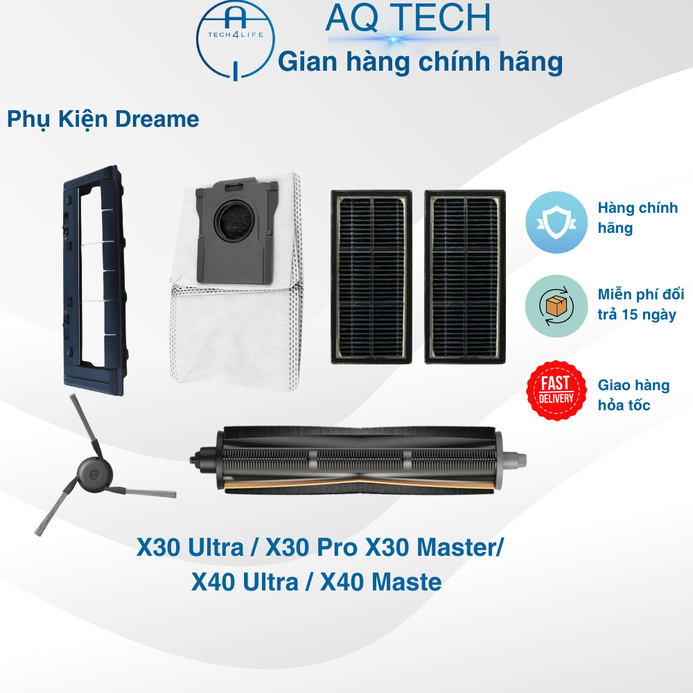 Phụ Kiện L30s, X30 Master, X40 Ultra, X40 Master Chổi Tricut,Chổi Cạnh, Lõi Lọc, Túi Rác, Nắp Chặn, 