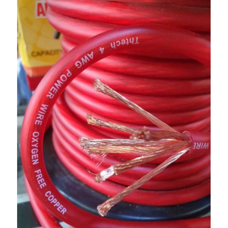 Dây nguồn ampli audio cho xe oto, dây nguồn loa sub 4AWG, 6AWG, 8AG, 10AWG, 12AWG. dây nguồn ắc quy,